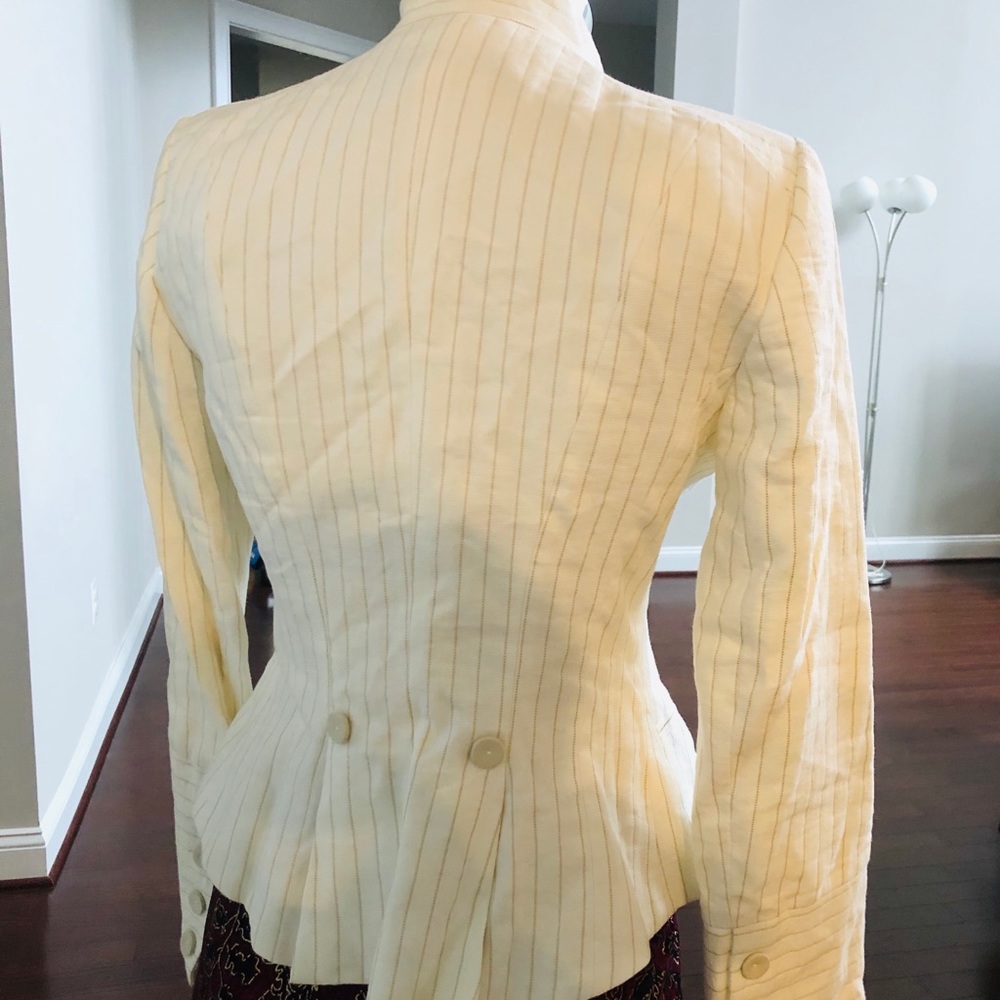 Cream Pinstriped Fitting Jacket - image 4